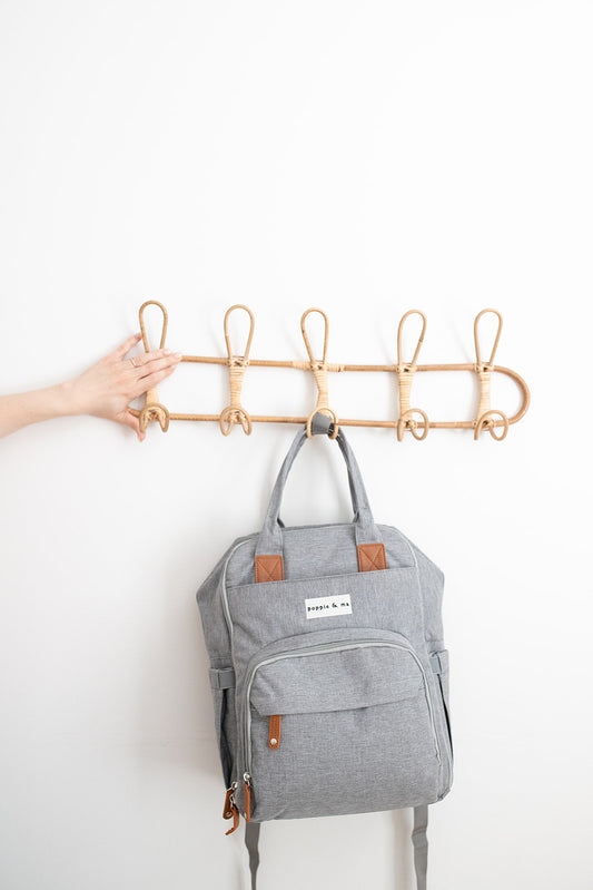 Poppie & Ma Diaper Bag Backpack | Water Resistant and Durable | Multifunction Travel Backpack for Mom and Dad | Gray