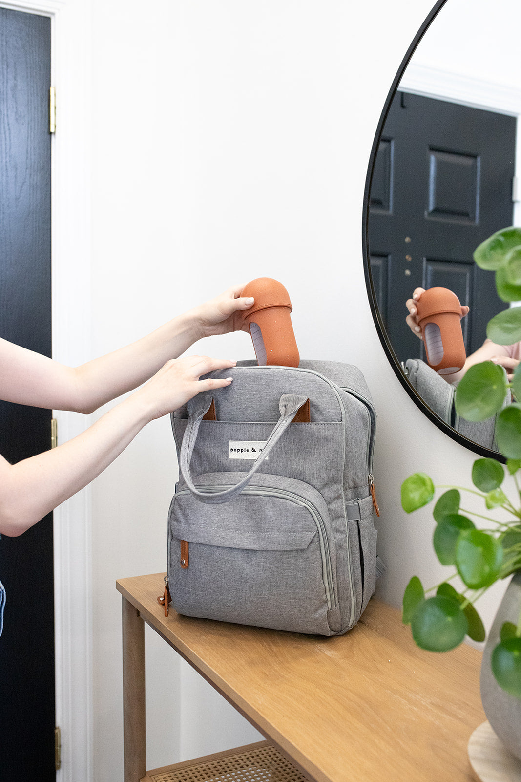 Poppie & Ma Diaper Bag Backpack | Water Resistant and Durable | Multifunction Travel Backpack for Mom and Dad | Gray