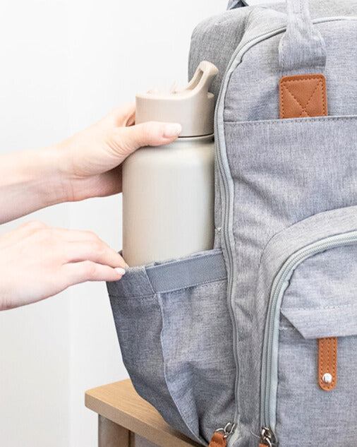 Poppie & Ma Diaper Bag Backpack | Water Resistant and Durable | Multifunction Travel Backpack for Mom and Dad | Gray